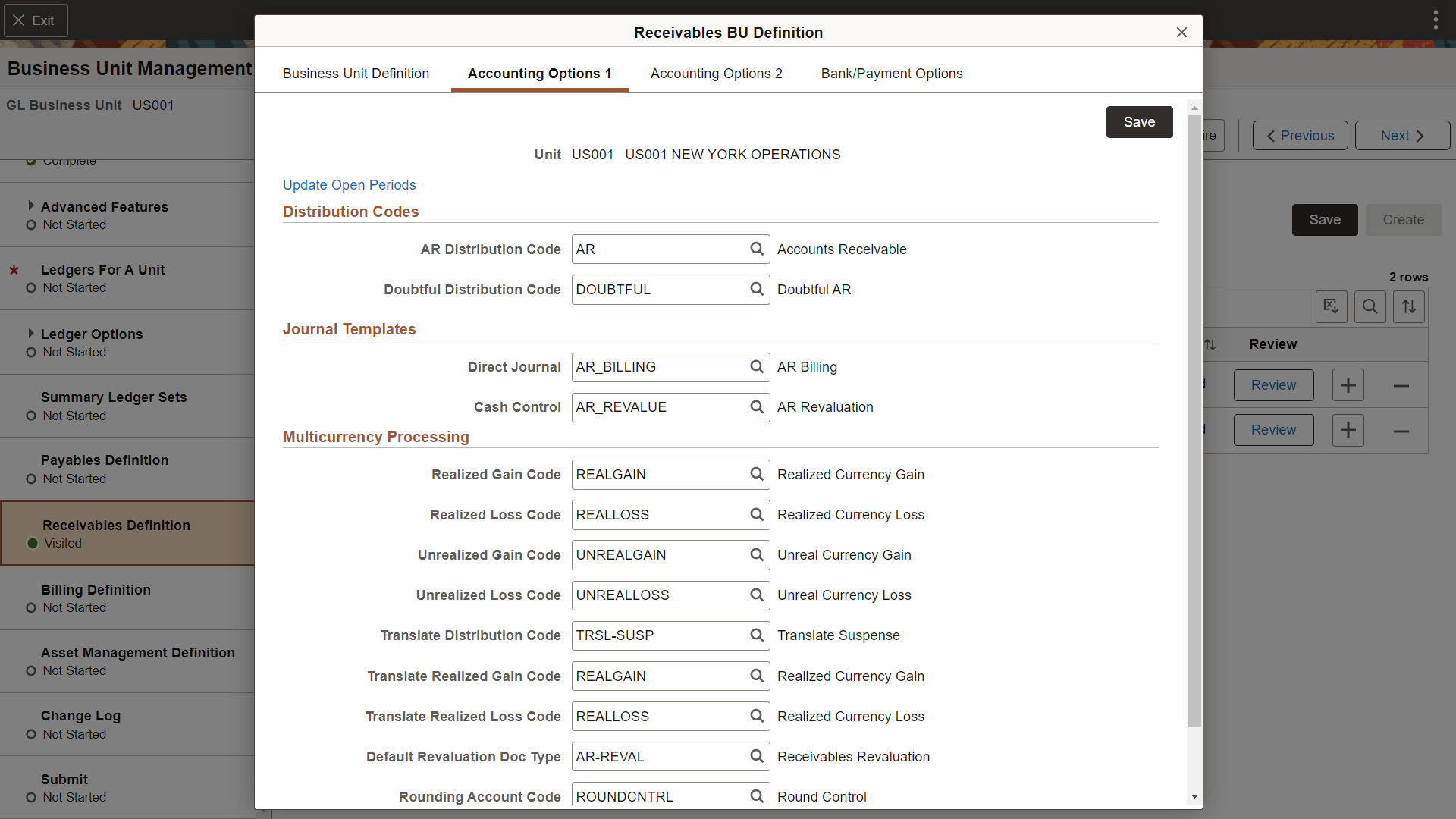 Business Unit Management - Accounting Options 1 page