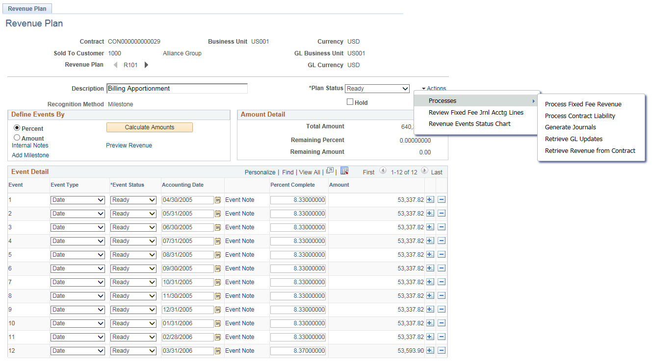 Revenue Plan page