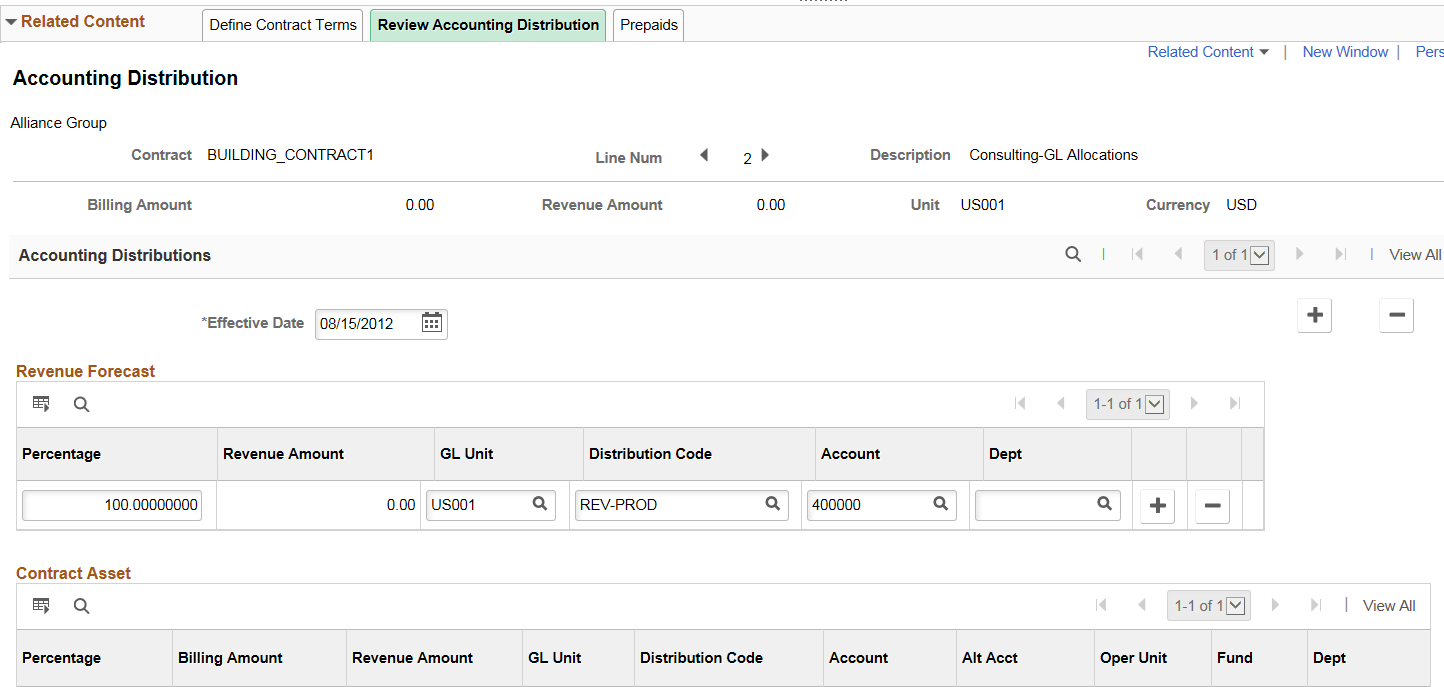 Review Accounting Distribution page