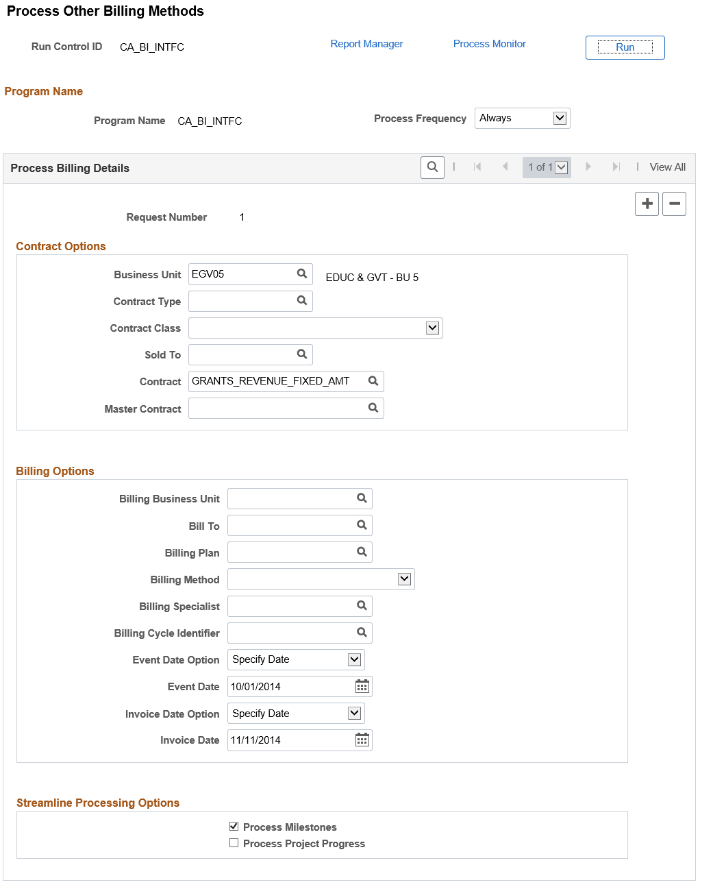 Process Other Billing Methods page
