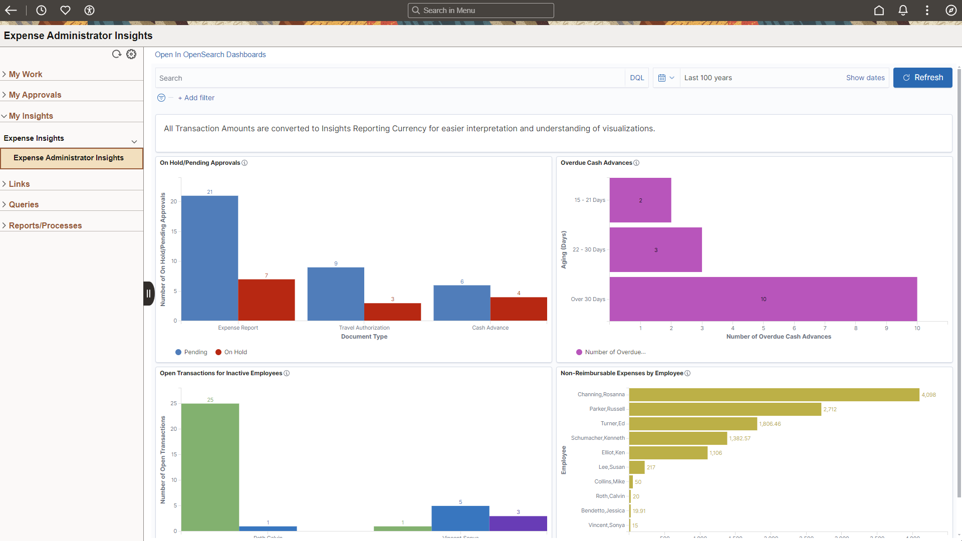 Expenses WorkCenter - My Insights