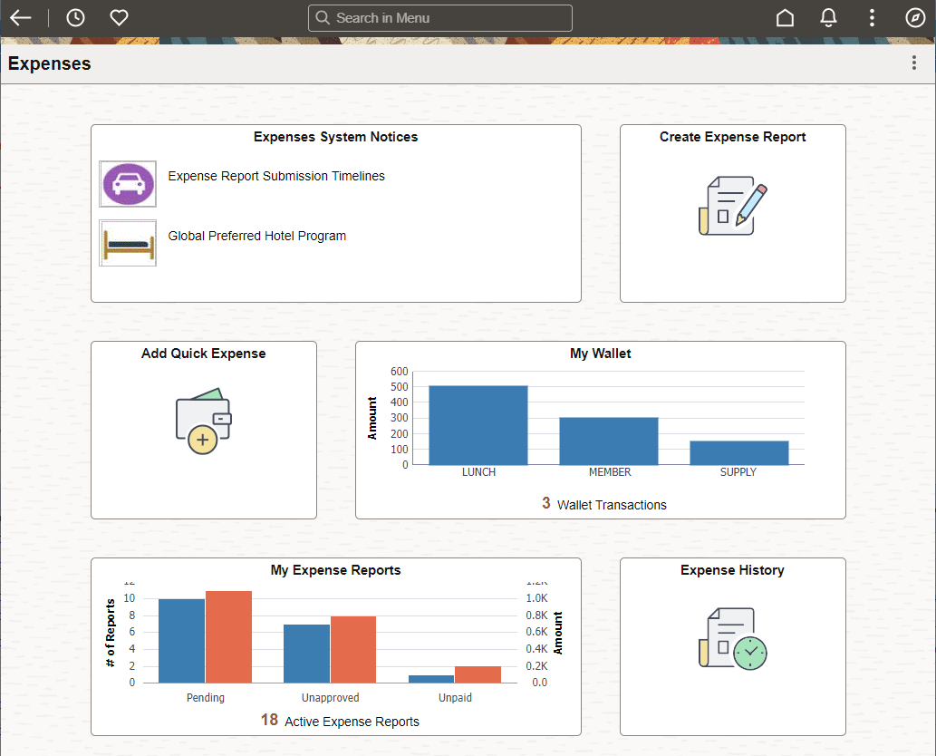Expenses Homepage