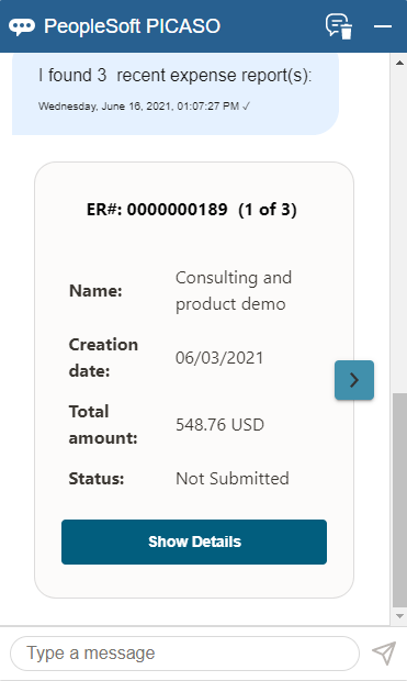 Show Recent Expense Reports