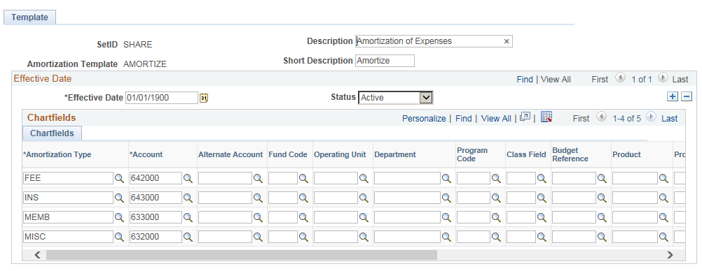 Amortization Template page