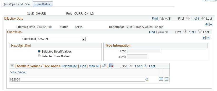 Translation Rules - Chartfields page