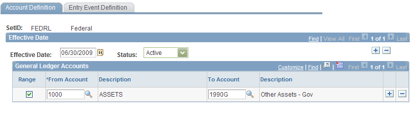 Fund Balance Reconciliation - Account Definition page