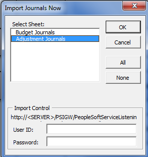 Import Journals Now page (Button)