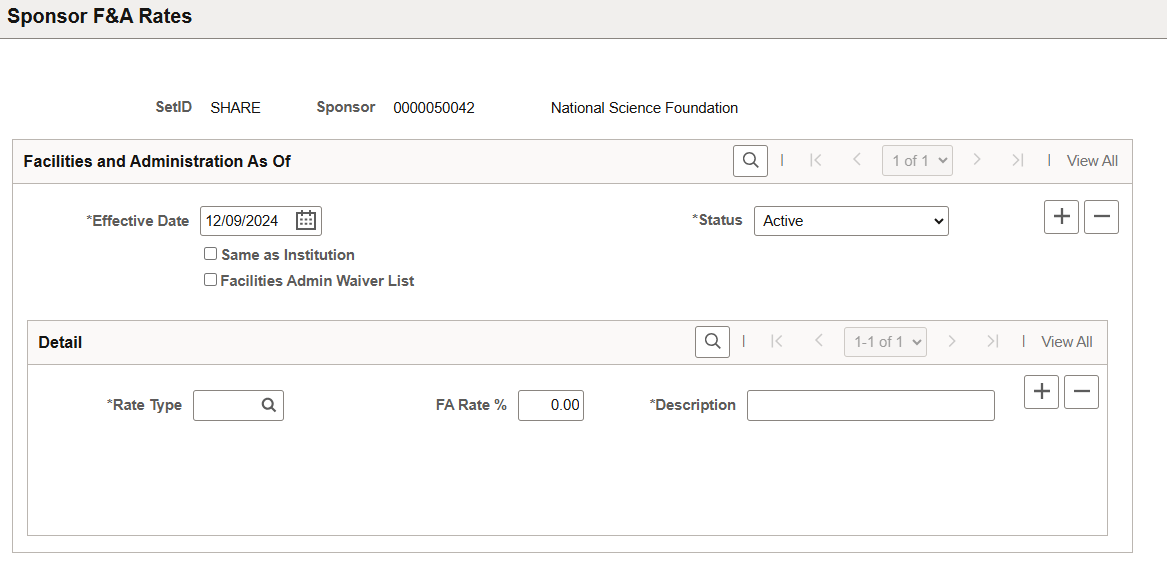 &Sponsor F&A Rates