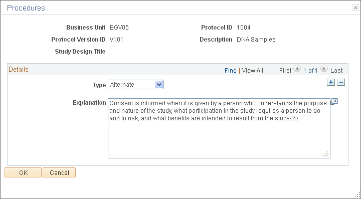 Procedures page