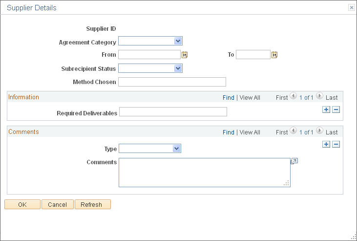 Vendor Details page