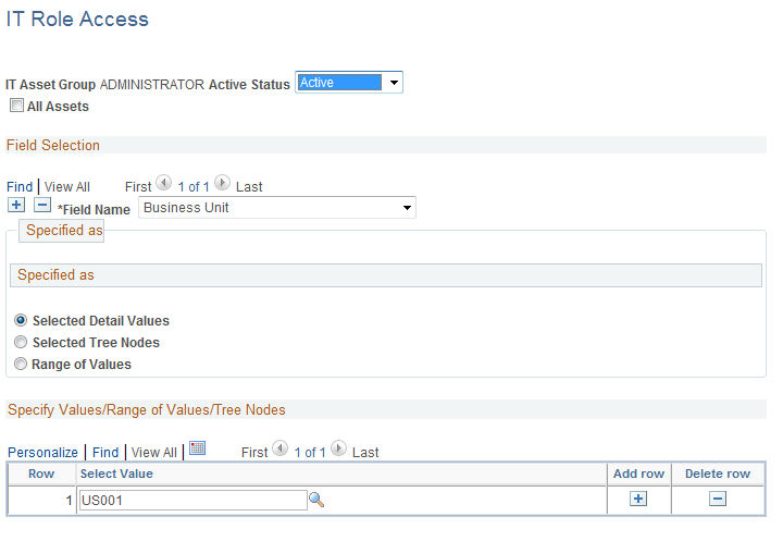 IT Role Access page