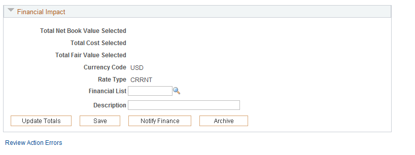 Assets with Rule Exceptions page - Financial Information tab 2 of 2