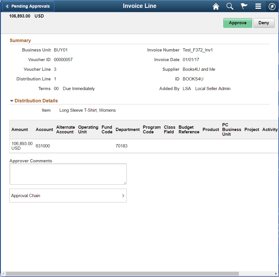 Invoice Line page