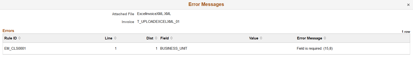 Error Messages page
