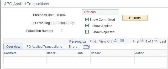 PO Applied Transactions page