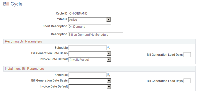 Bill Cycle page
