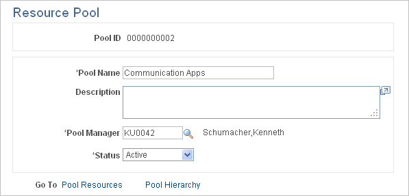 Resource Pool page