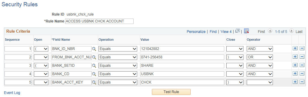 Security Rules Page