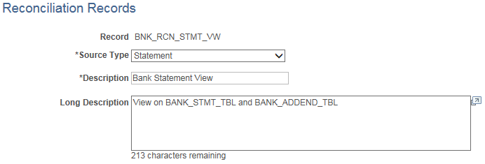 Reconciliation Records page