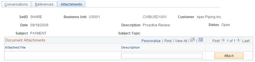 Update Conversations - Attachments page