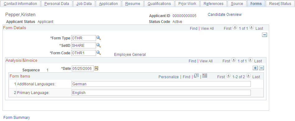 Forms - Forms page