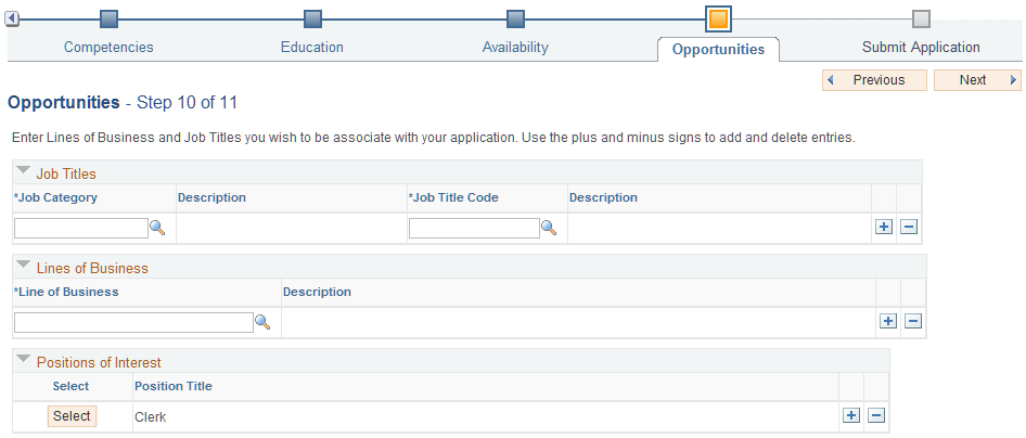 Opportunities page