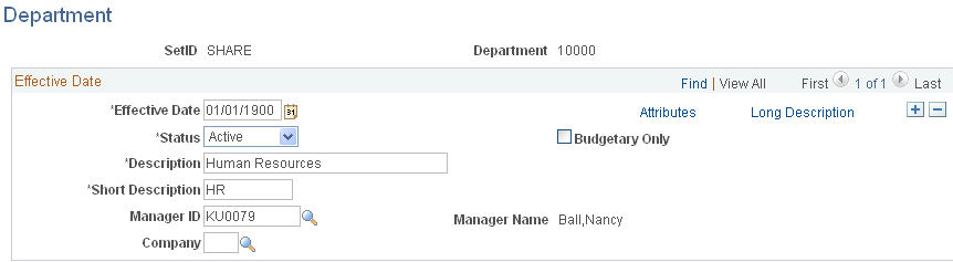 Department page