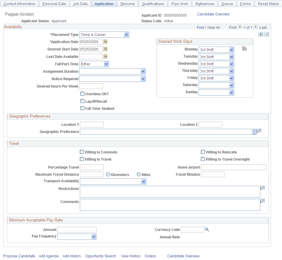 Application page