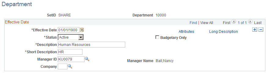 Department page