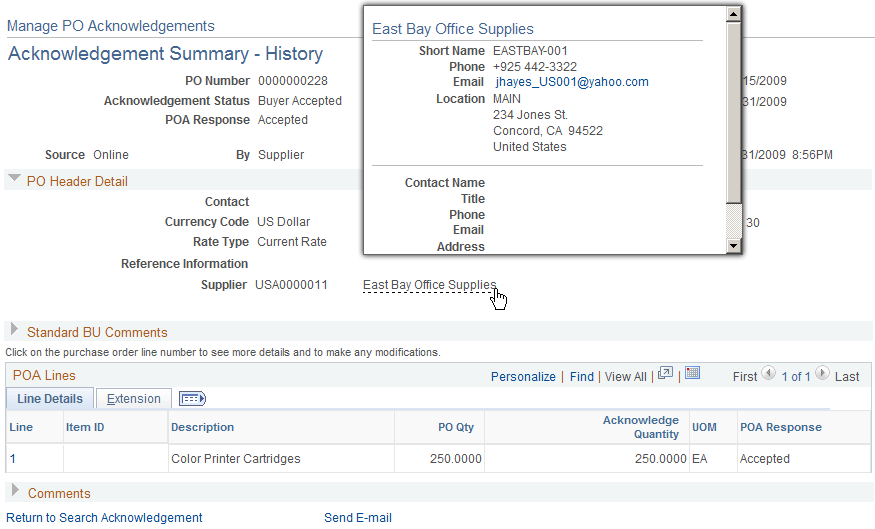 Example of supplier extension popup page (type 2)