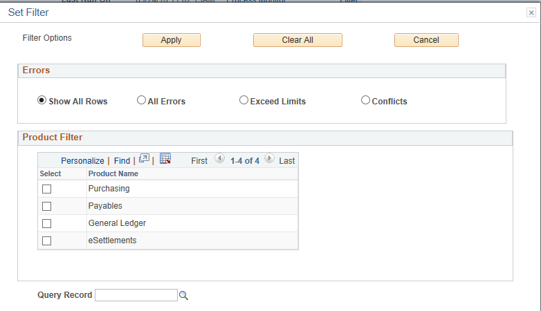 Set Filter page
