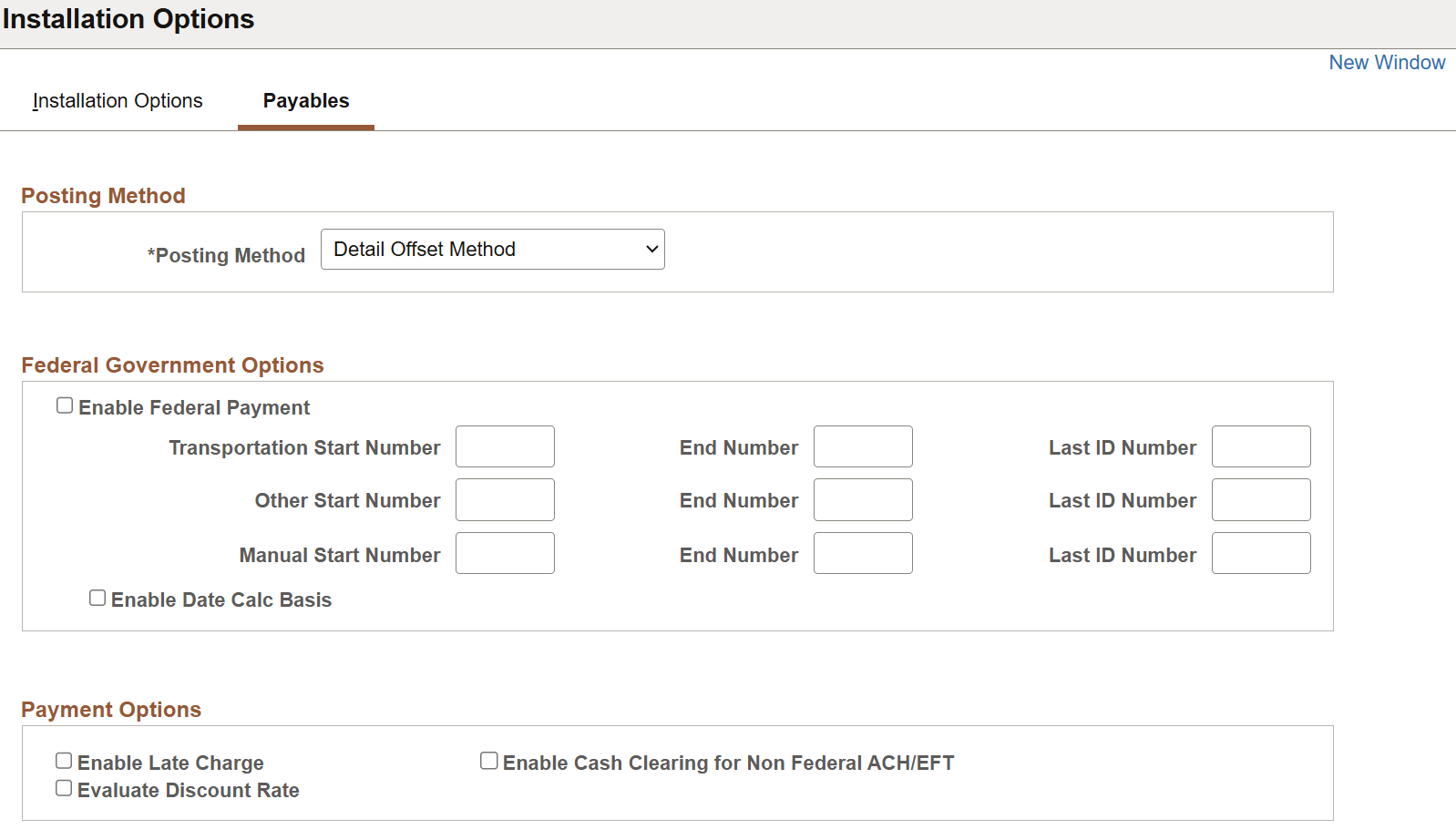 Installation Options - Payables page (1 of 2)