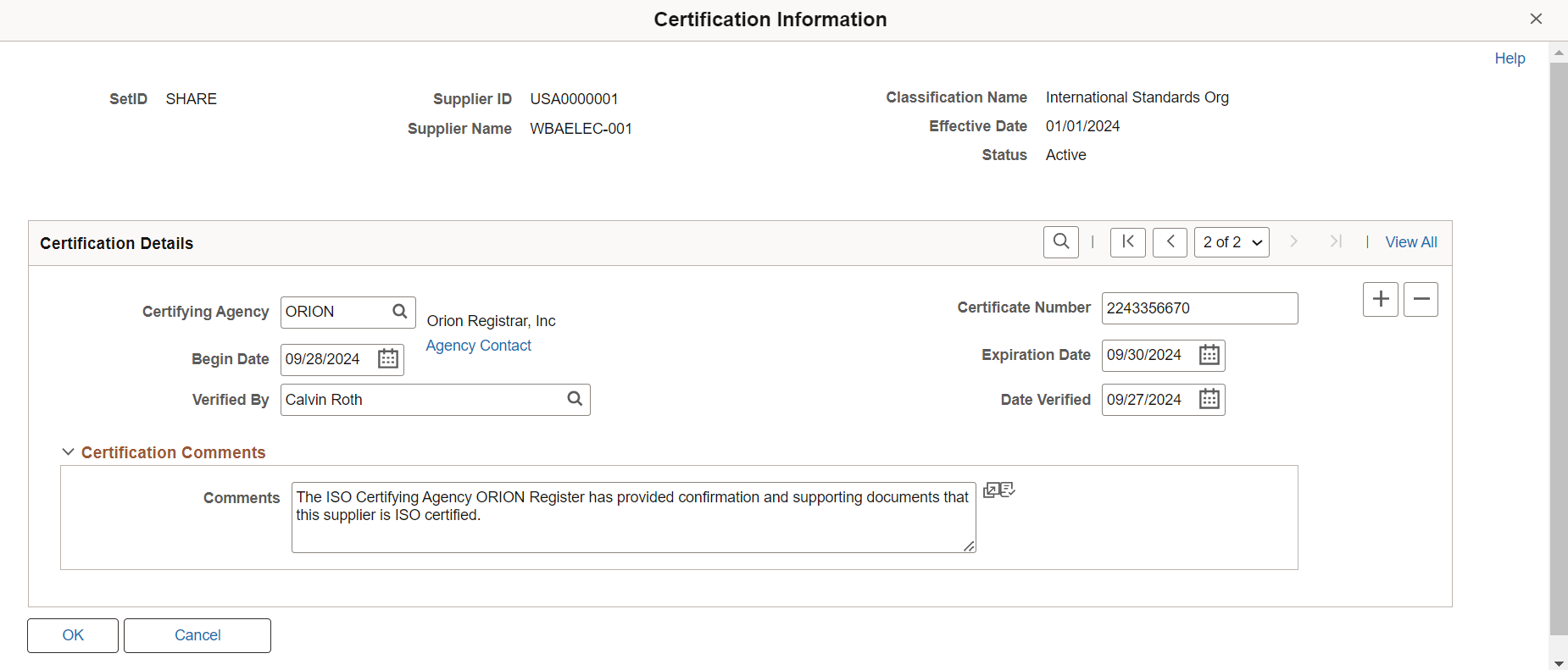 Certification Information