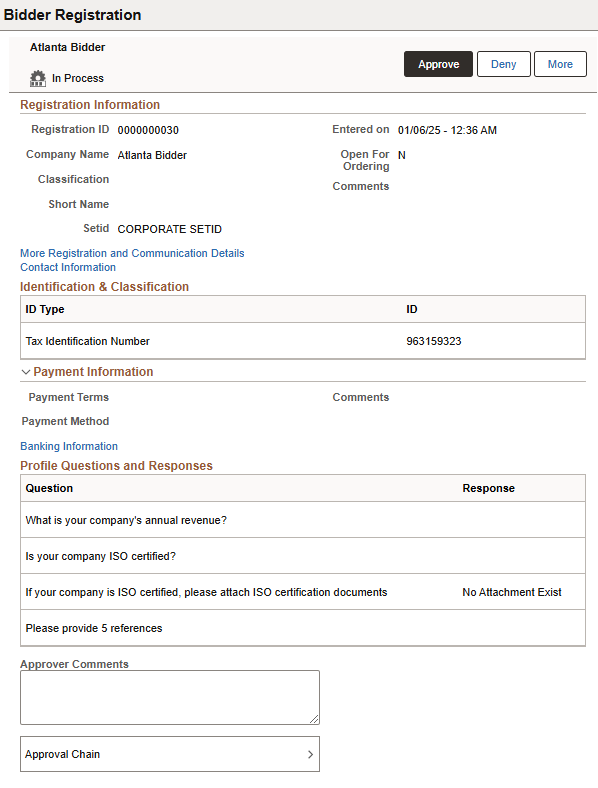 Bidder Registration header approval page as displayed on a smartphone