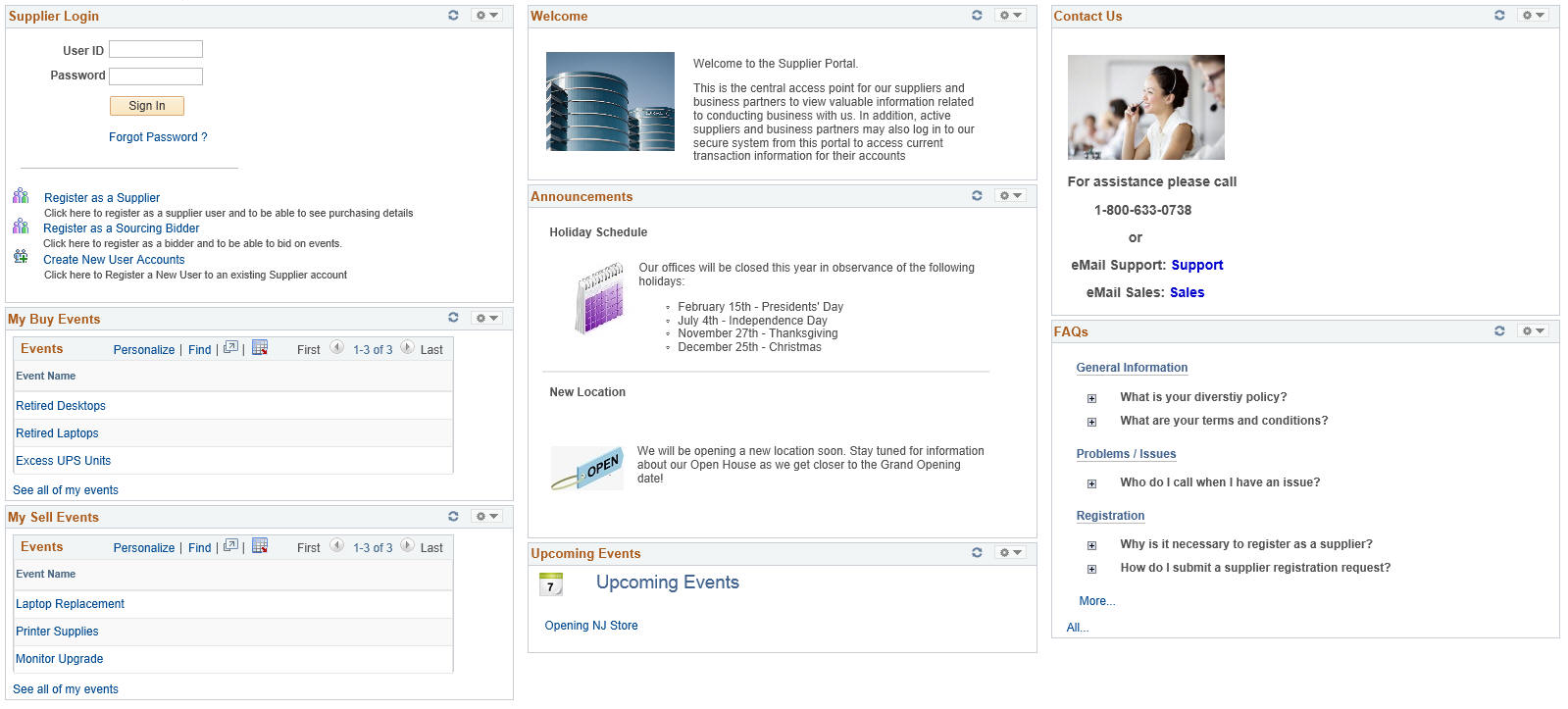 Supplier Homepage