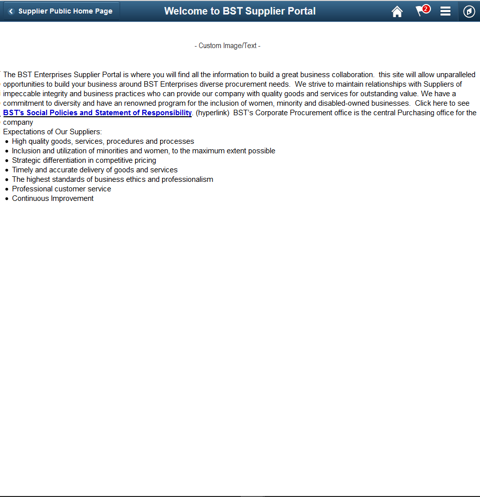 Welcome page