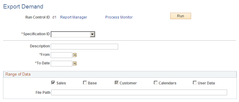 Export Demand page