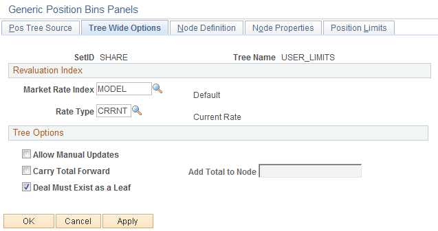 Tree Wide Options page