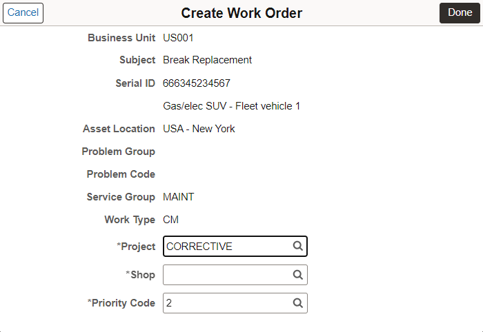 Create WO page
