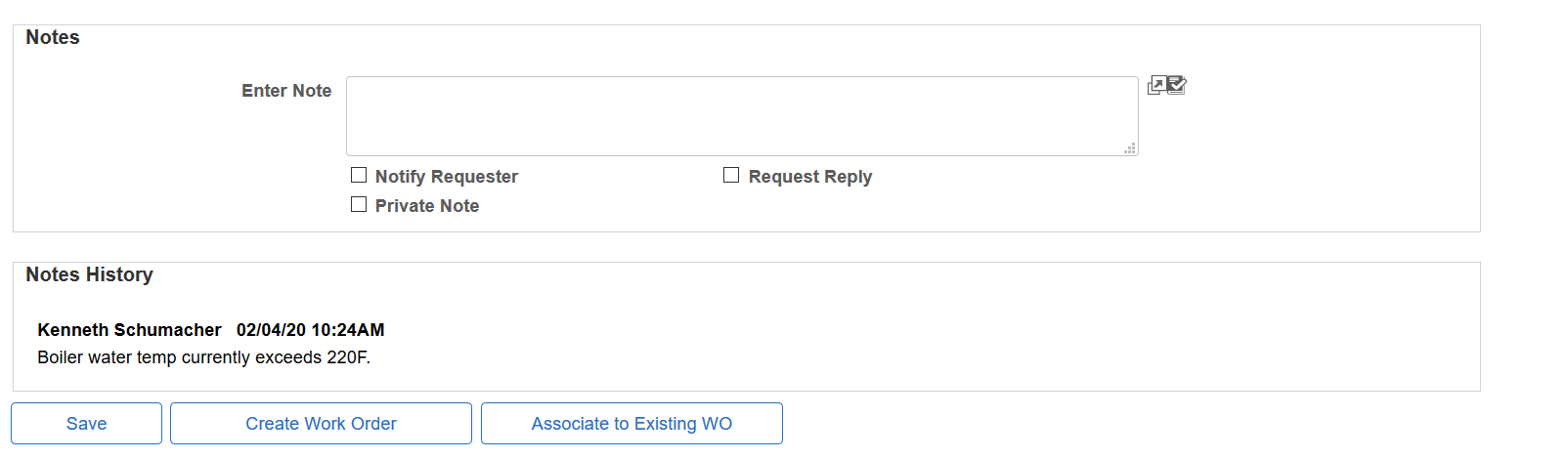 Service Request page (3 of 3)