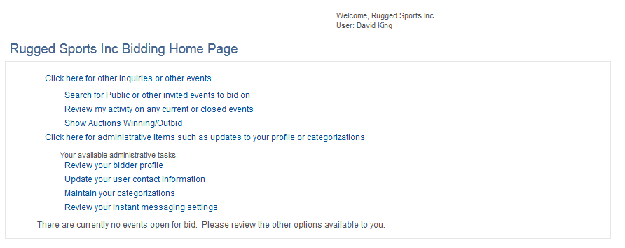 <><Bidder Name> Bidding Home Page