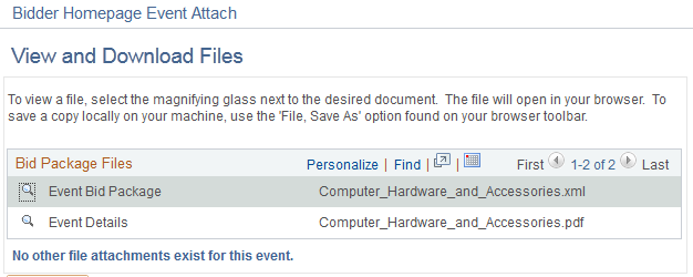 Event Files page