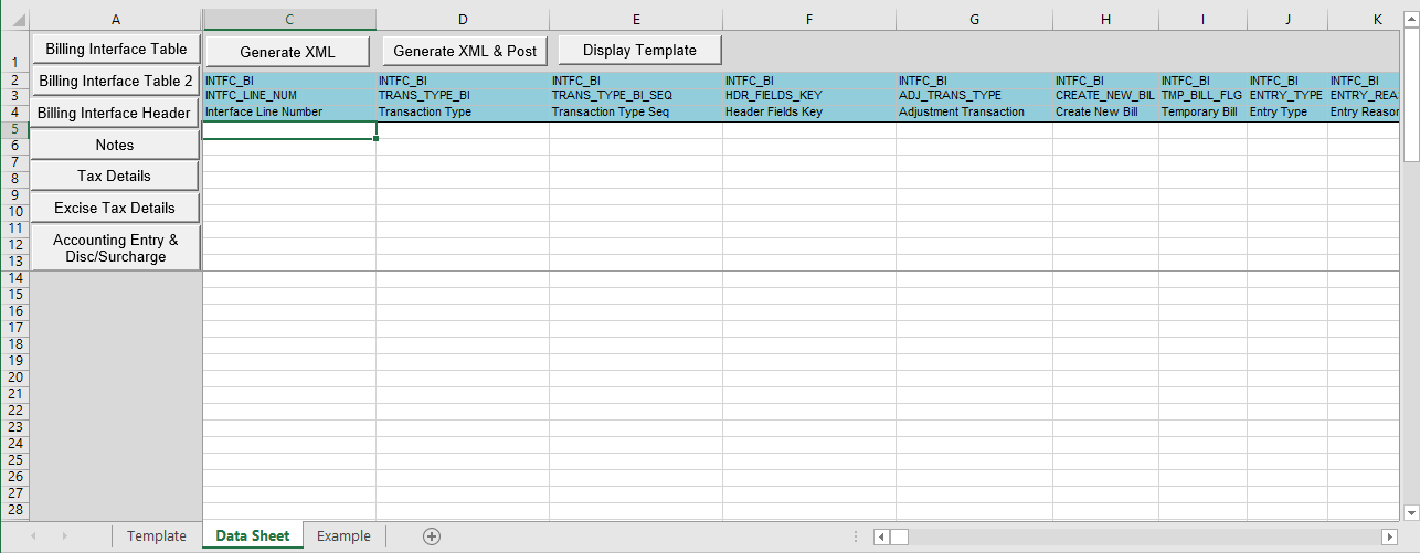 Spreadsheet - Data Sheet