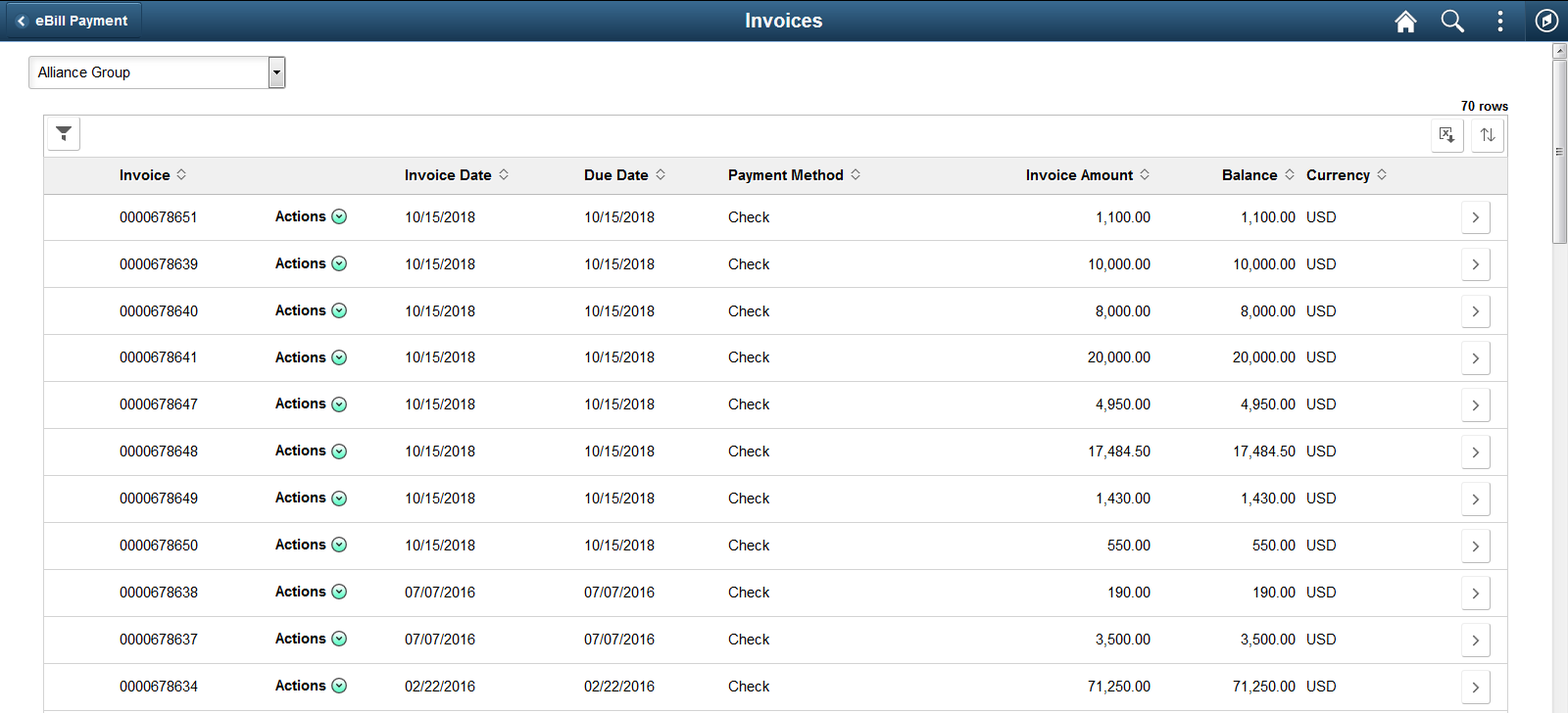 Invoices page (LFF)