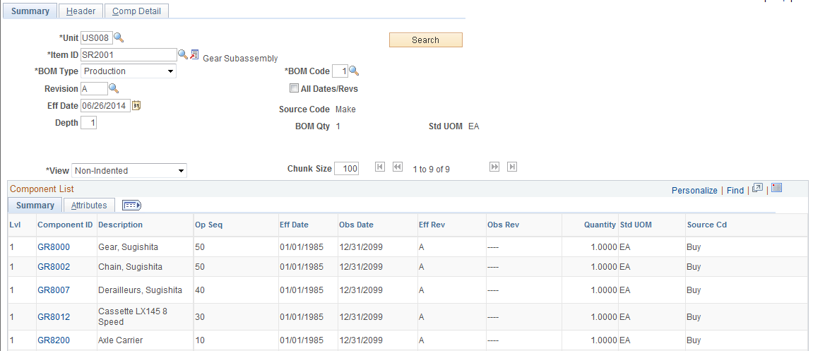 Review EBOM Information - Summary page: Summary tab