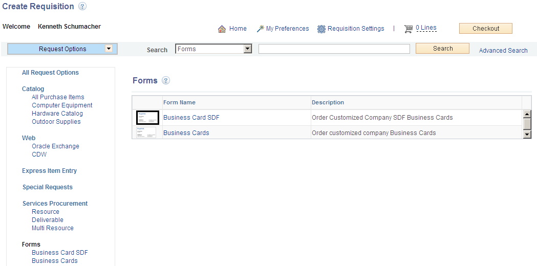 Forms page