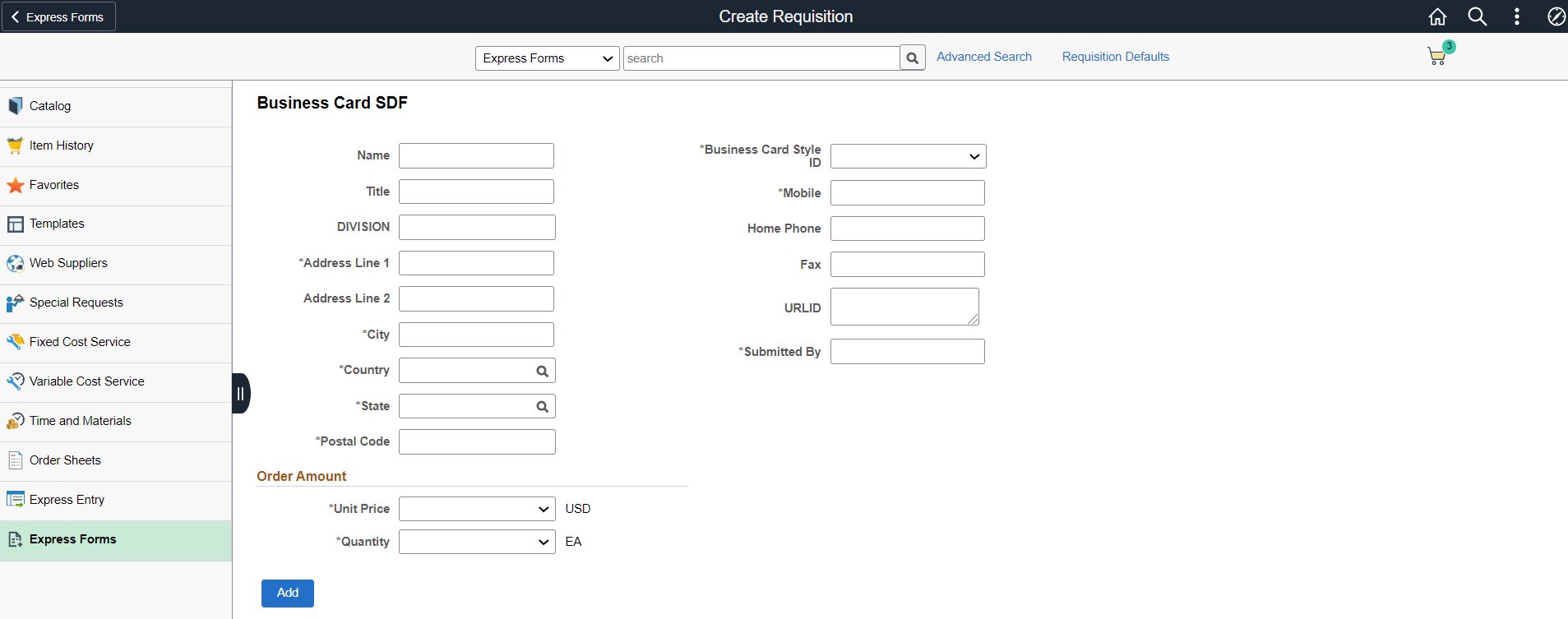 Express Form page