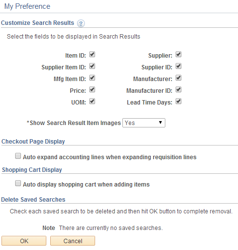 My Preferences page