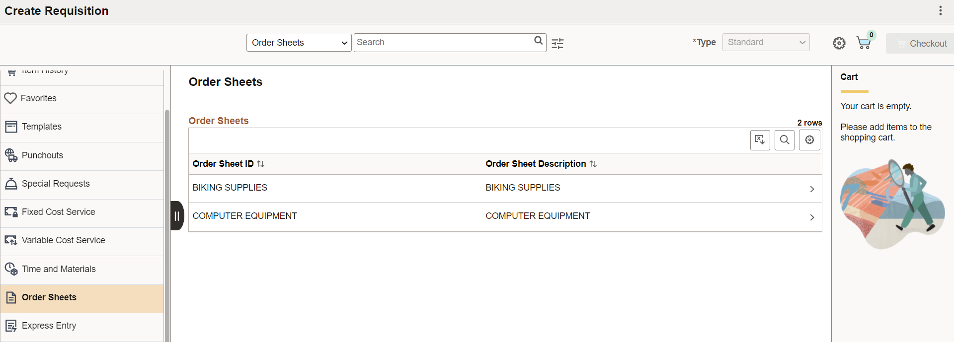 Order Sheets