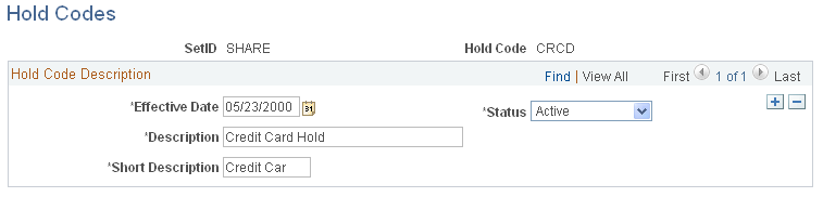 Hold Codes page